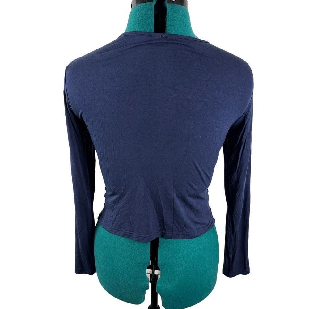 VETIOR Deep V Neck Long Sleeve Unique Slim Fit Cross Wrap Crop Top- Size L - Picture 7 of 10